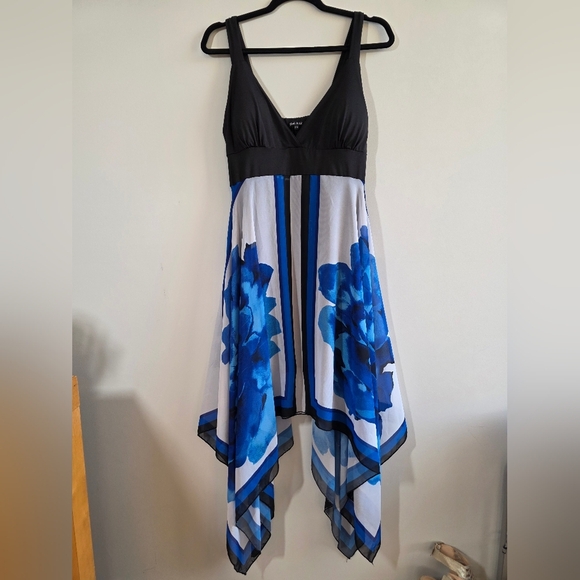 2/$20 Elegant Black and Blue Floral Dress - Picture 1 of 3